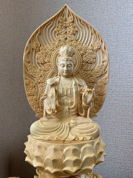仏像　木彫　文殊、普賢菩薩像　檜木