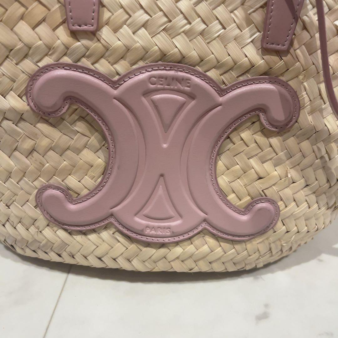 CELINE セリーヌ ティーン トリオンフ パニエ ラフィア＆カーフスキン