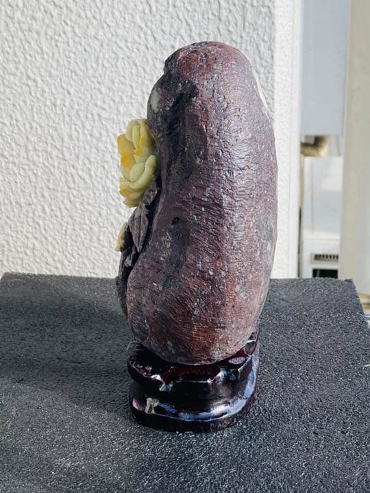 青田石　フラワー彫刻　2490g 博物館から流出　最高品質な青田石アート