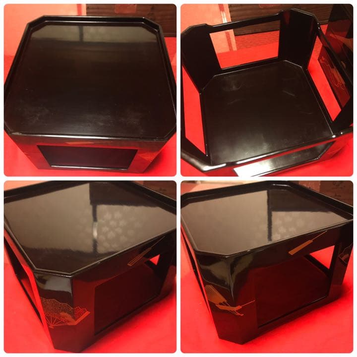 蒔絵 能楽 八角三段重箱 台付き