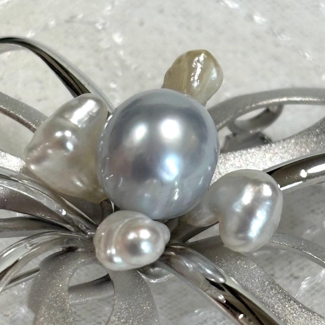 新品 GSTV 黒蝶真珠 白蝶ケシパール ブローチ ネックレストップ 箱/保証書