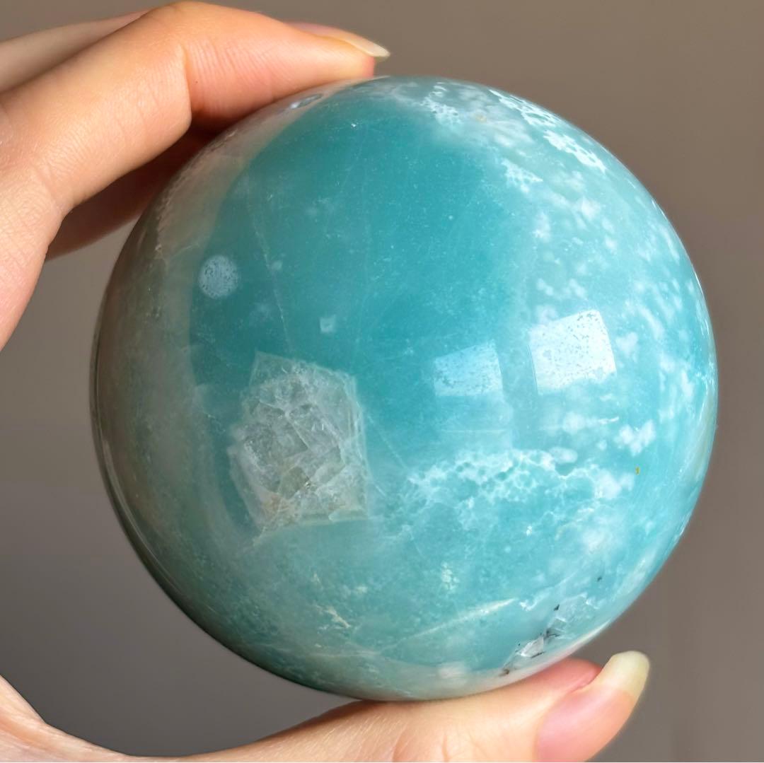 最高品質　ブルーカリビアンカルサイト　スフィア　6.6センチ
