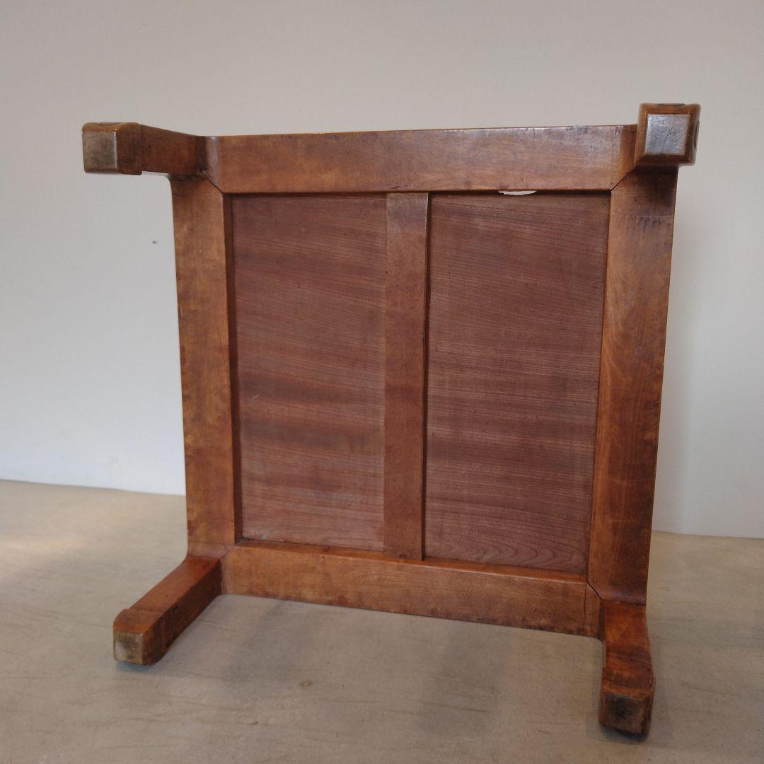 木彫り 古道具 アンティーク 木製 正方形座卓 ナチュラルウッド