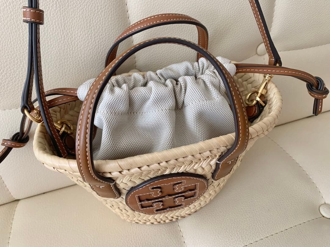 【新品同様美品】Tory Burch トリーバーチ　ストロー かごバッグ ミニ
