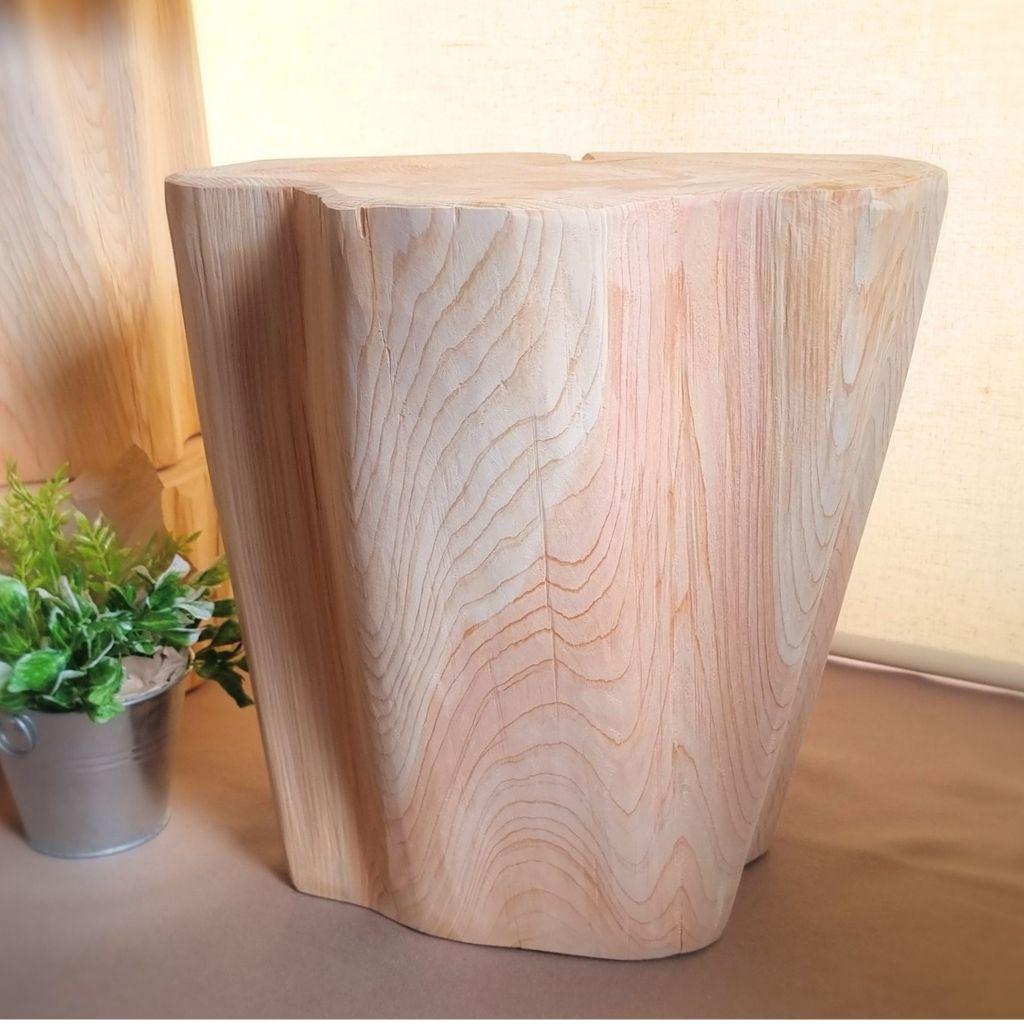 東濃ひのき 高さ37幅38 切株スツール・テーブル・無垢無塗装・オーガニック
