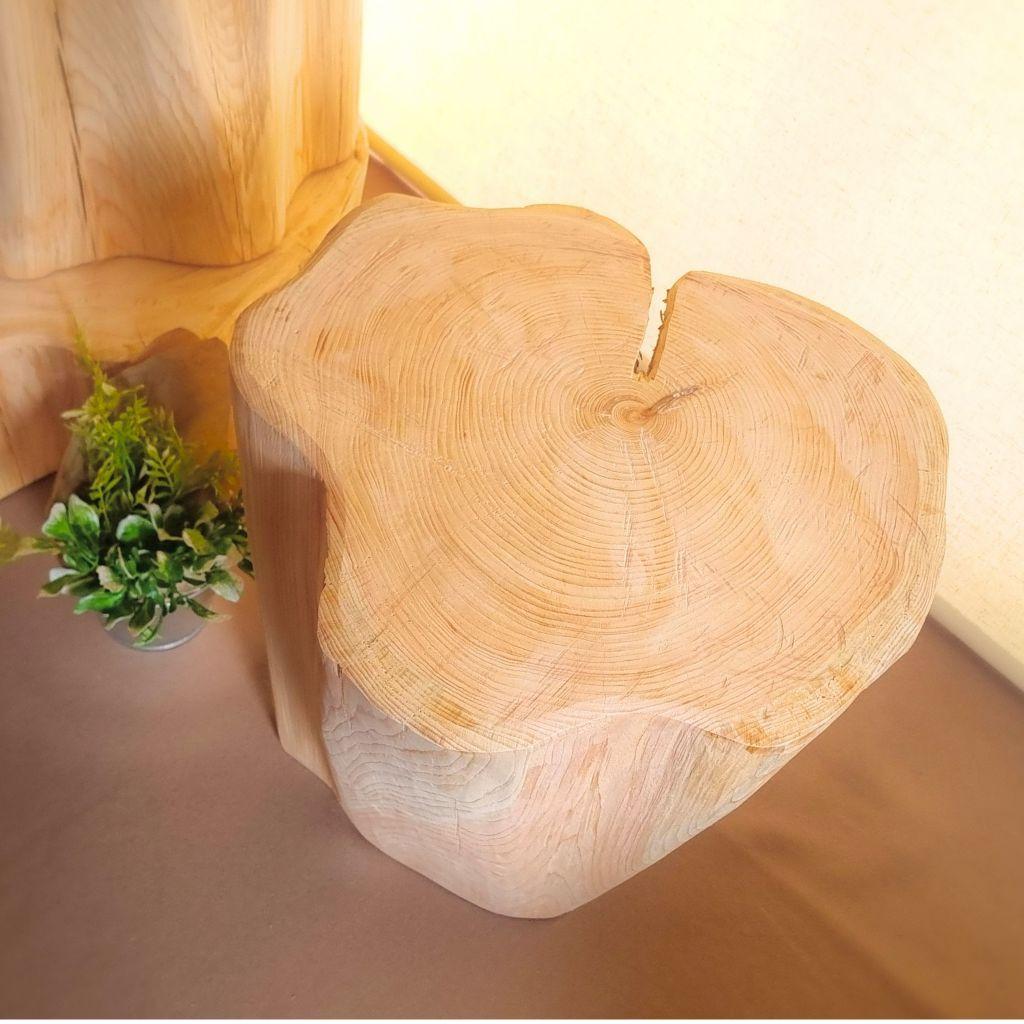 東濃ひのき 高さ37幅38 切株スツール・テーブル・無垢無塗装・オーガニック