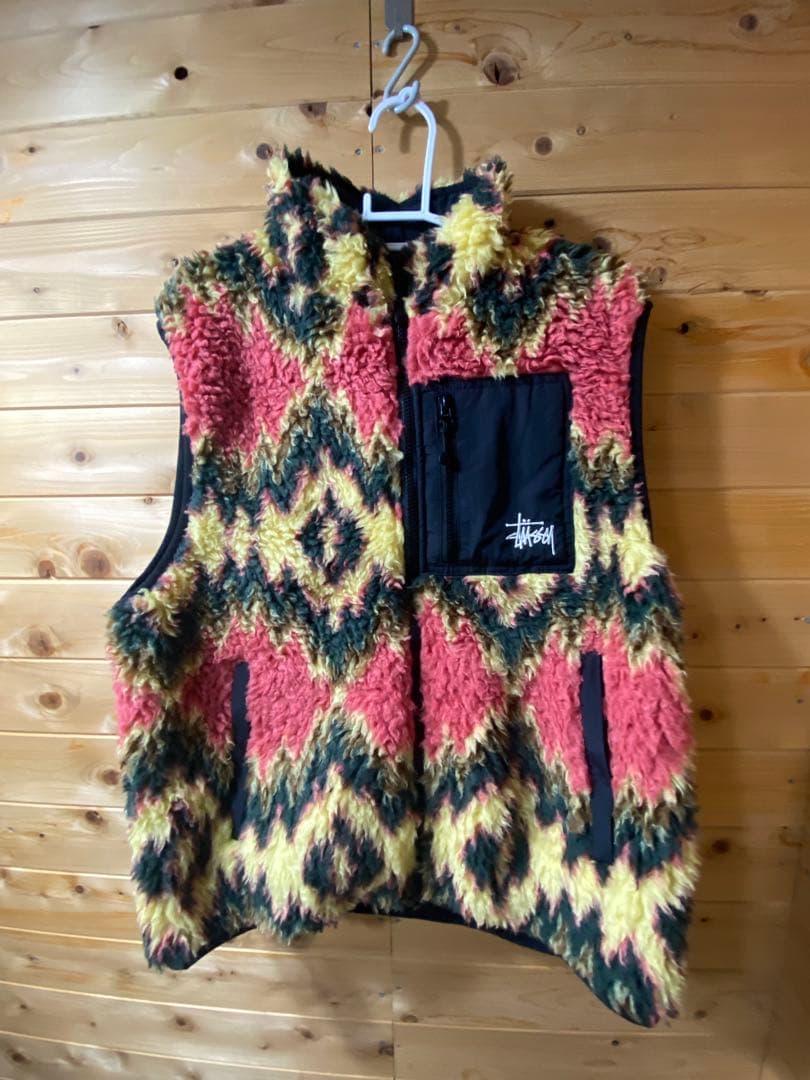 Stussy ジオメトリック柄 フリースベスト