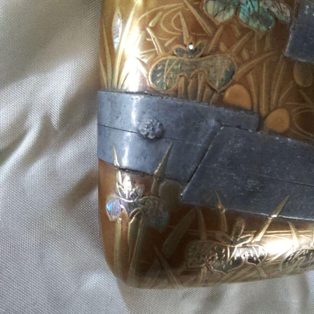 金地　八ツ橋蒔絵文庫形香合