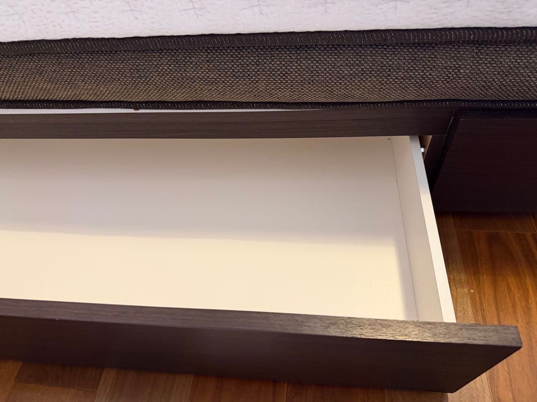 セミダブル　ニトリ ベッドフレーム ダークブラウン 引き出し付 マットレスセット