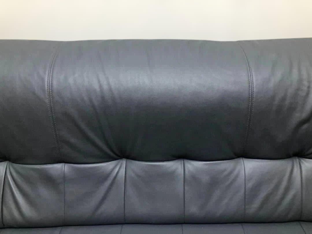 送料無料 3人掛け ソファ 合成皮革 ダークグレー 木製肘掛 75032-1-