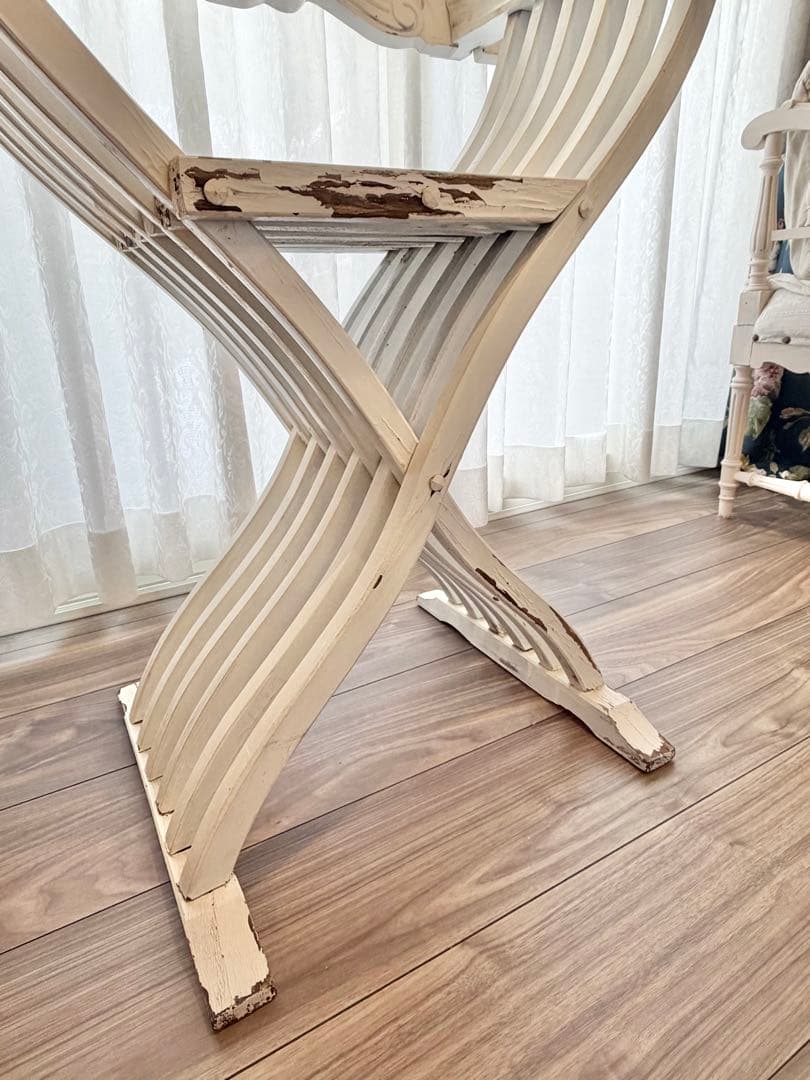 【本日限定】フランス アンティーク サボナローラチェア X脚 折りたたみ椅子