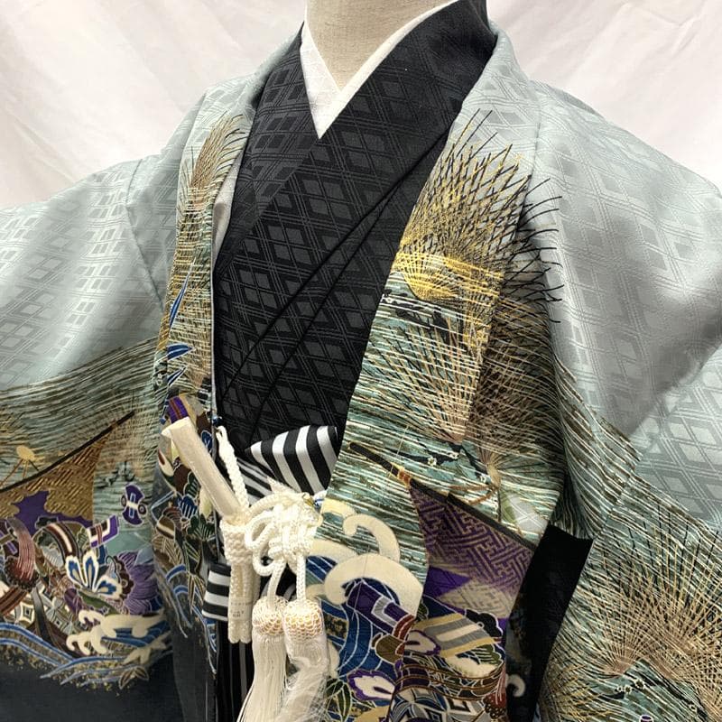 503ab9■七五三 五歳 男児 未使用品 着物&羽織&袴&角帯&長襦袢 小物