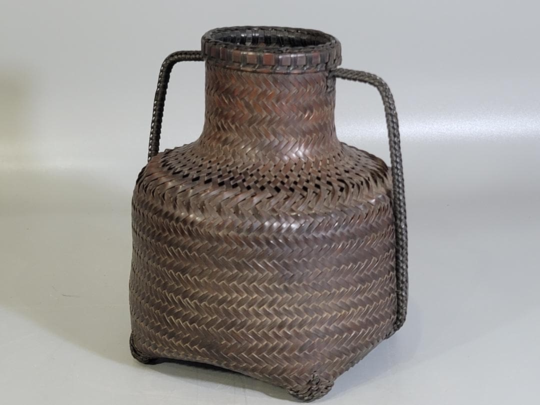 竹籠 在銘 花生 時代物 三点まとめて