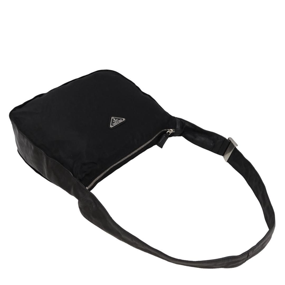 本物 良品■プラダ■ショルダーバッグ 三角ロゴ ブラック ナイロン ハンドバッグ