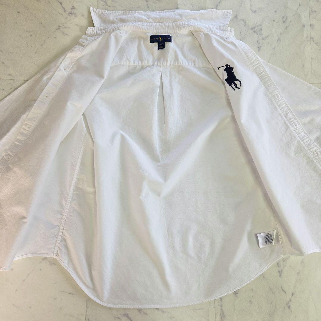 ラルフローレン 白 ホワイト 長袖シャツ ビッグポニー刺繍 L相当