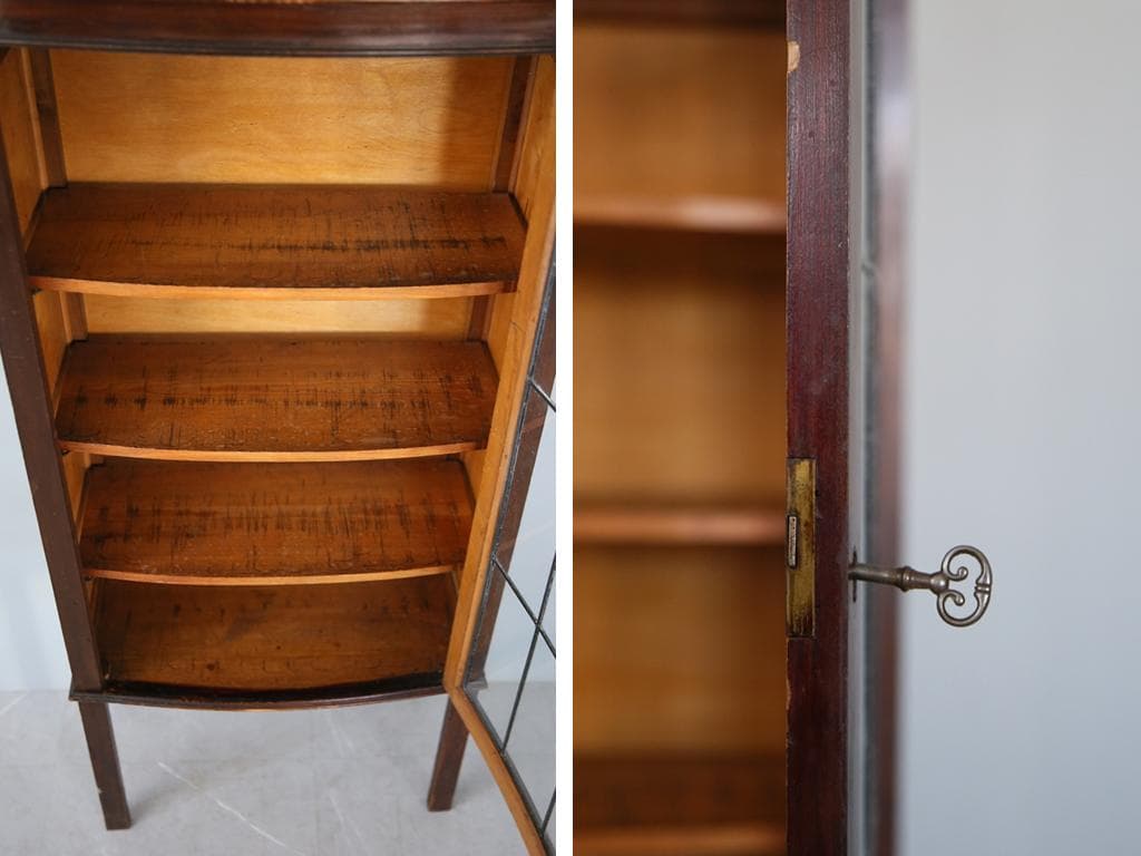 英国アンティークガラスキャビネット/食器棚/本棚/飾り棚/キュリオ(92-25)