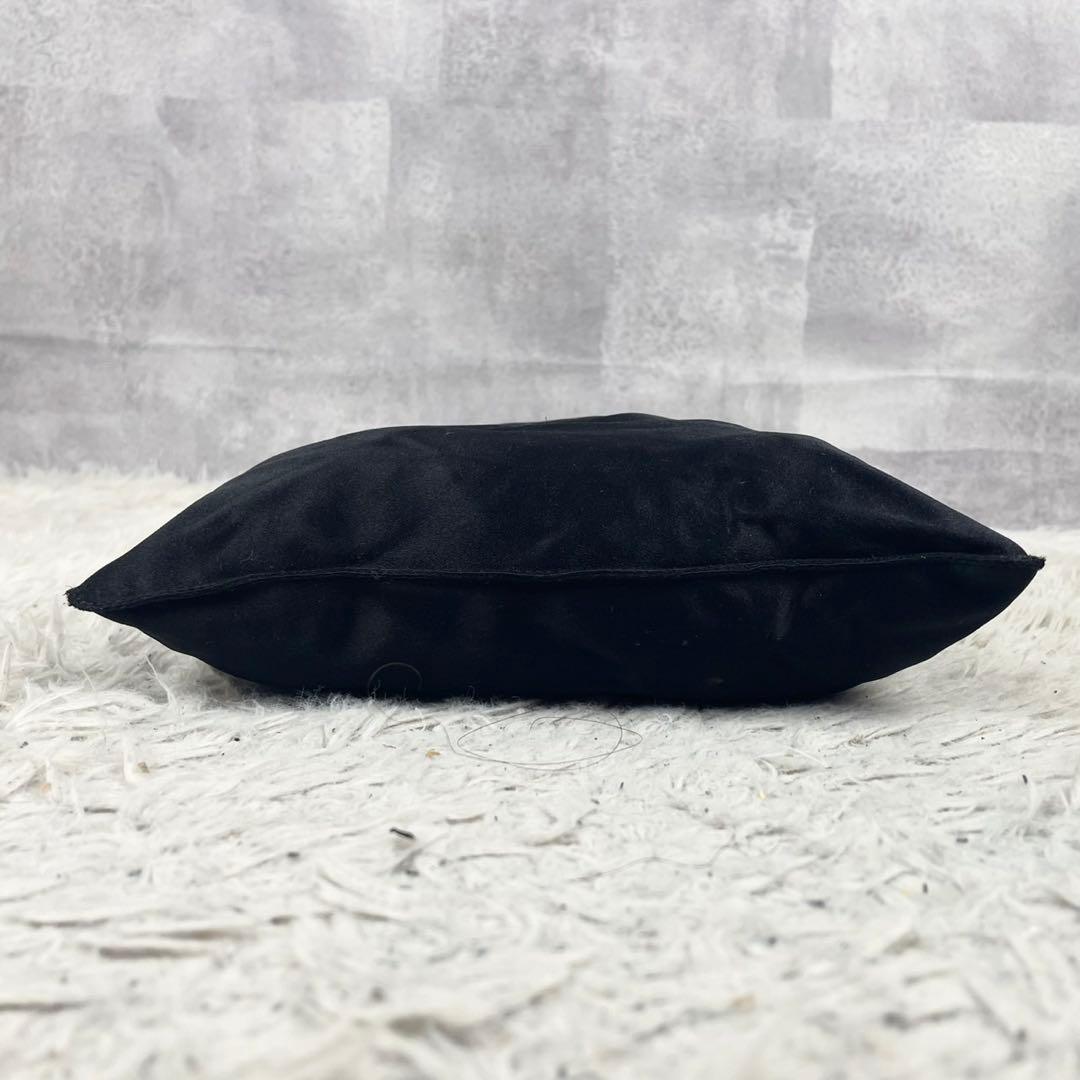美品 プラダ サテン ショルダーバッグ ロゴプレート ファスナー ブラック