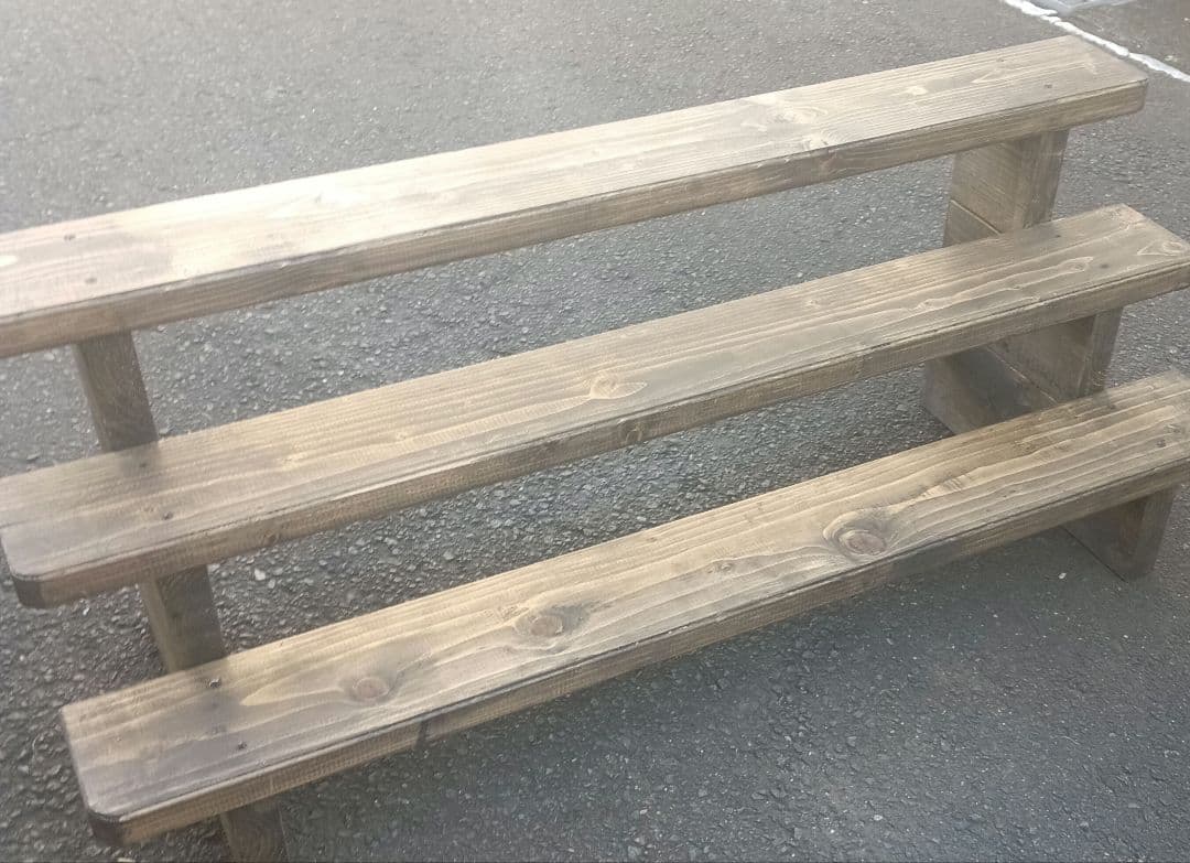 木製3段フラワースタンド ブラウン