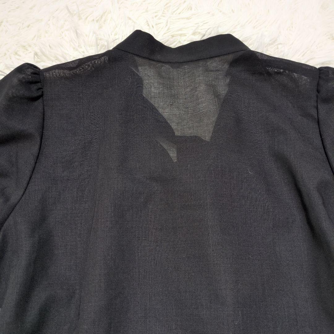 美品【アナイ】ANAYI 黒 ボウタイブラウス 38(M) 透け感 日本製