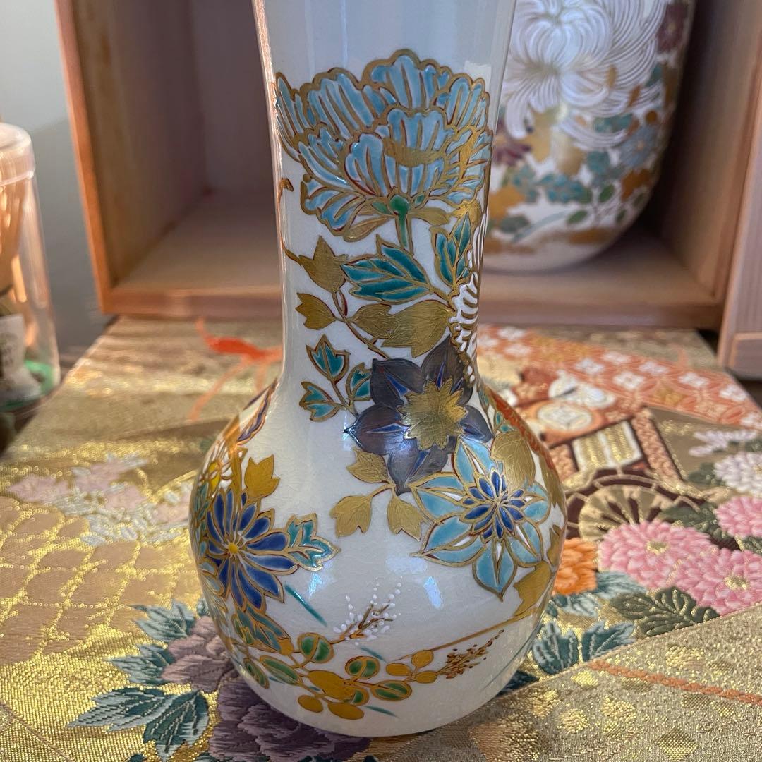 新品　豪華　京焼　仁清写　通次崇山造　色絵金彩　牡丹模様　皆具　茶道具