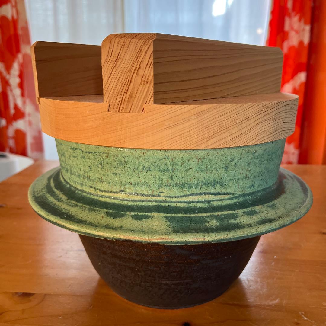 炊飯専用　羽釜土鍋5合　木蓋付き　直火専用　独歩炎