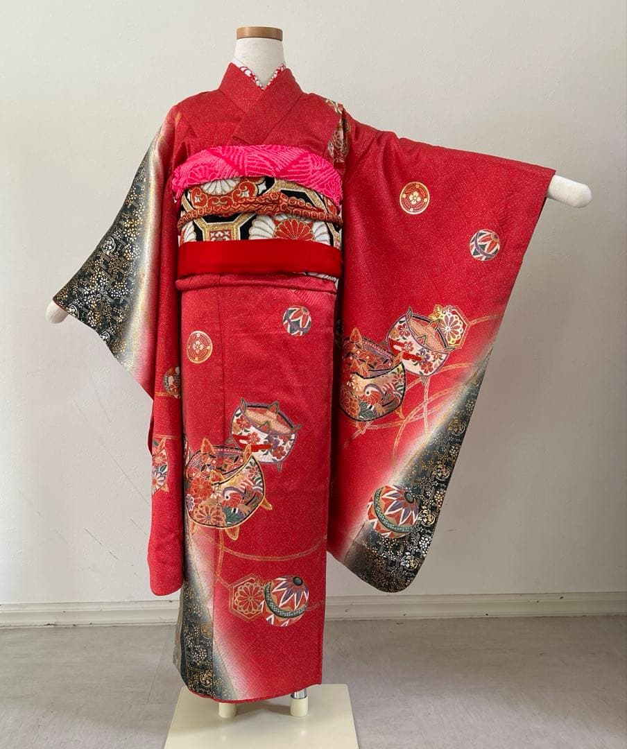 7歳　七五三　正絹着物、帯、帯揚げ、帯締め　しごき