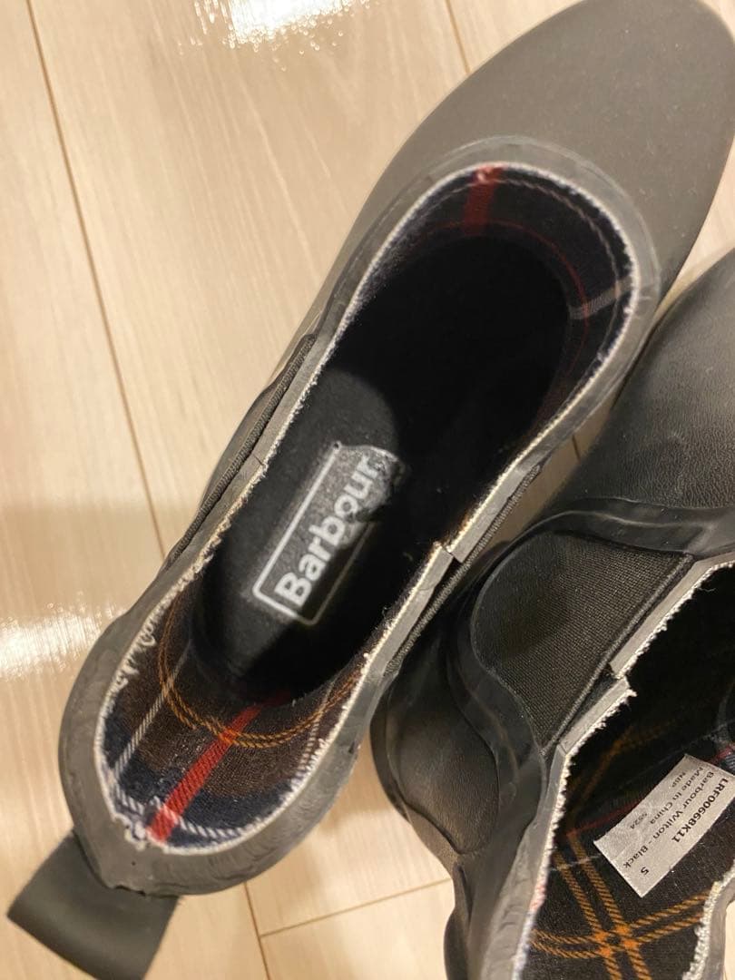【美品】BARBOUR バブアーサイドゴアレインブーツ24センチ　雨靴