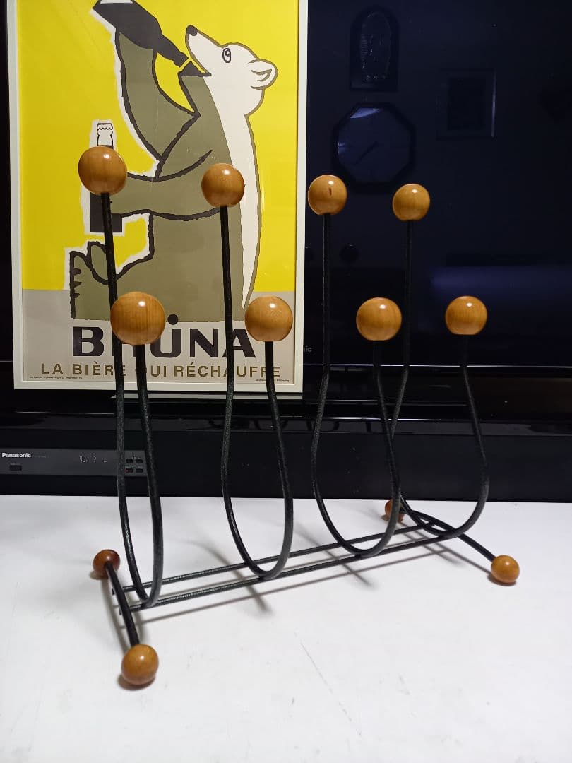 1970's　北欧　ミッドセンチュリー　モダン　ウッドボール　マガジンラック