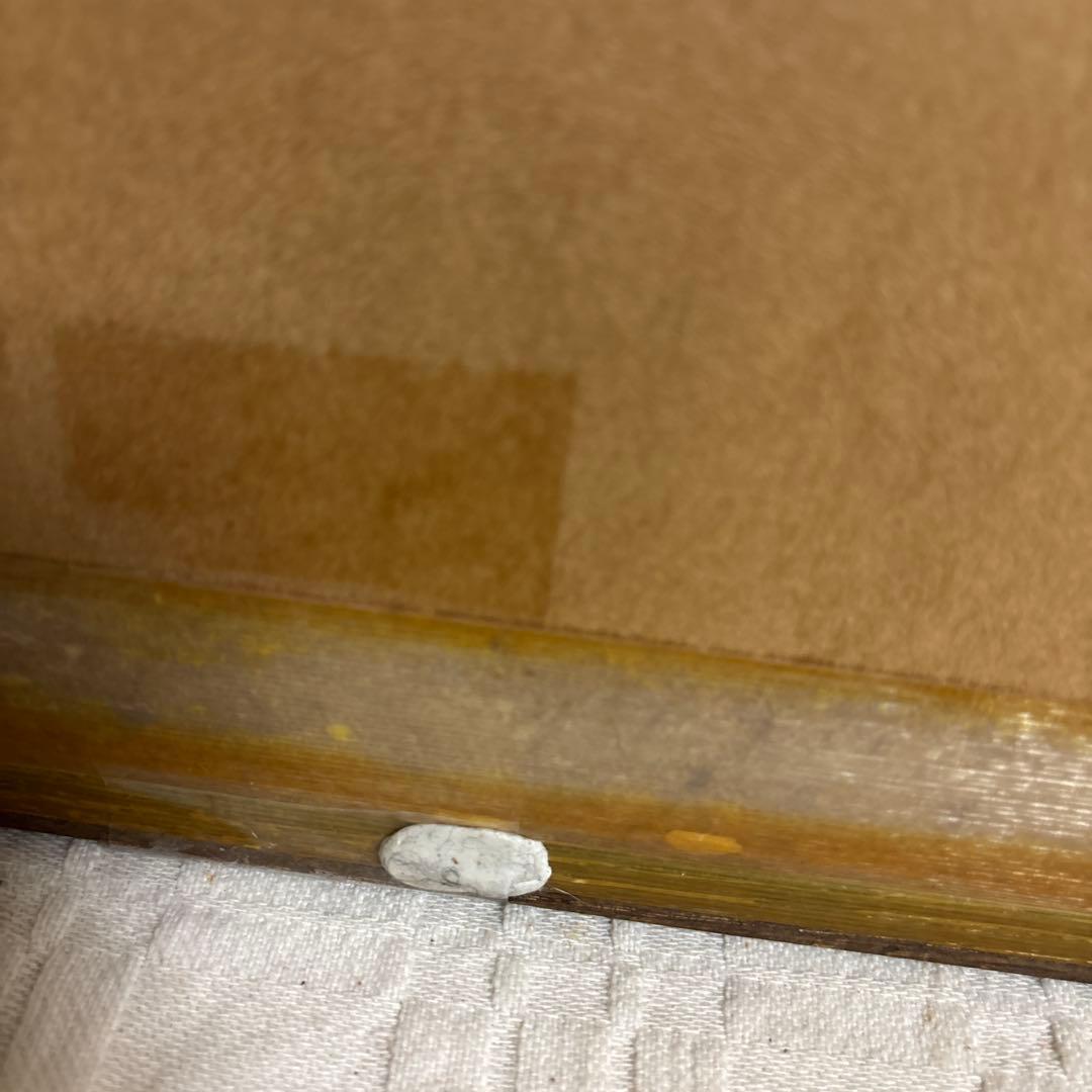 フランス　アンティーク　赤糸&白糸　サンプラー　刺繍　ガラス入り　額入り