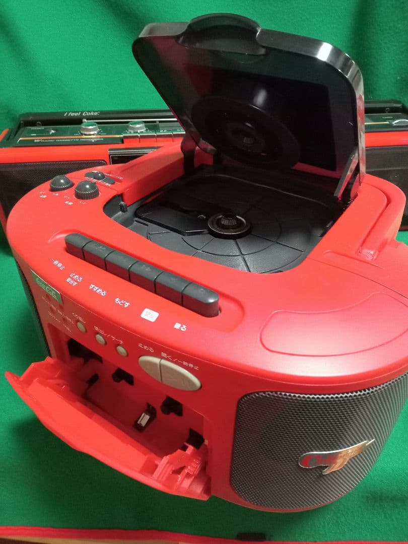 Coca-Cola ラジカセ 赤、CD2台セットジャンク品