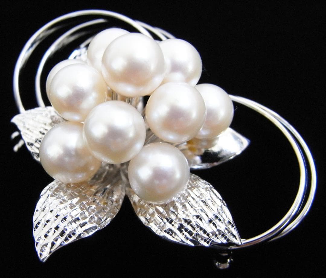 フレコ★紫陽花・925シルバー(銀製)アコヤ真珠（本真珠）１１粒・ブローチ