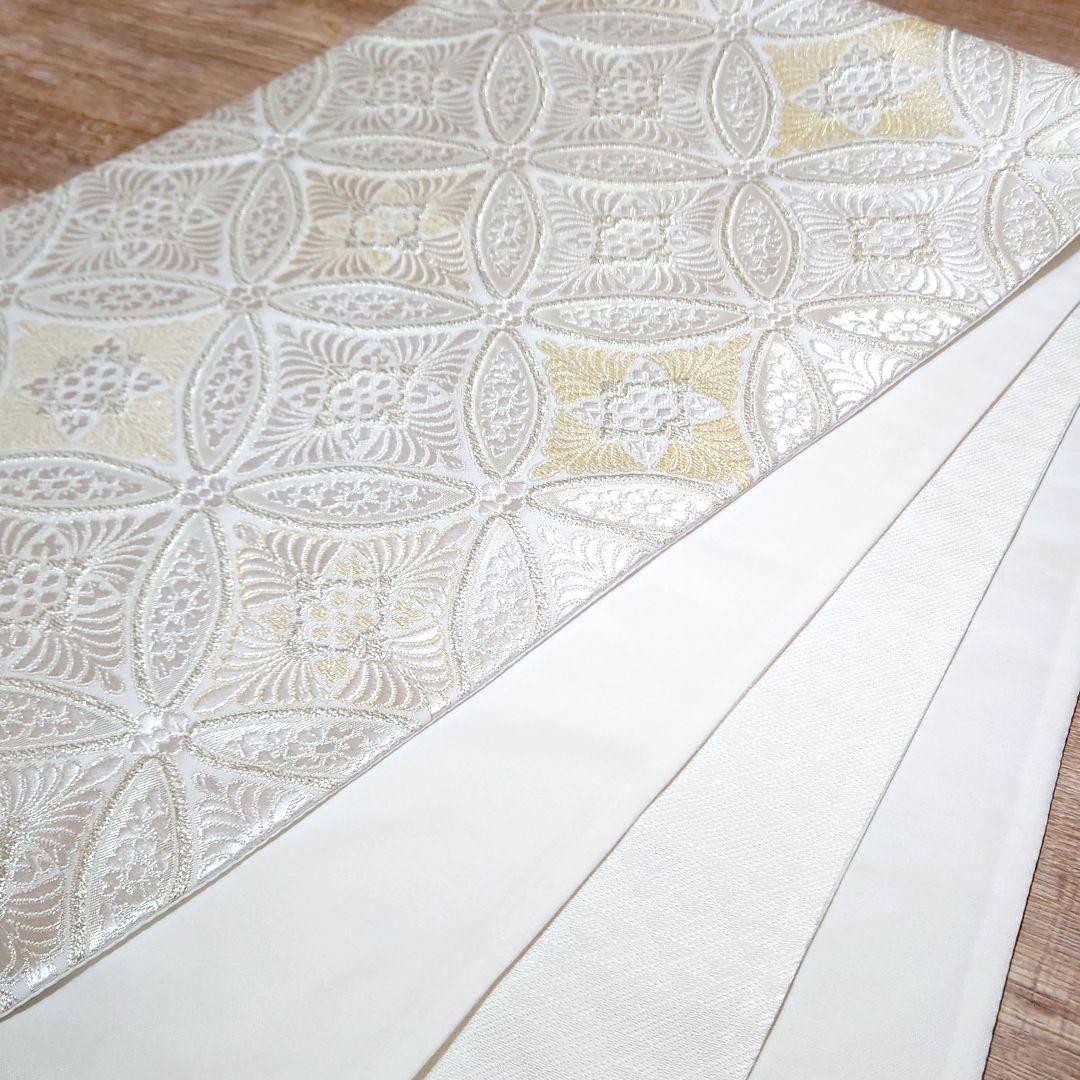 袋帯　七宝　白銀　金糸　銀糸　リーズナブル　祝い事　お仕立て込み