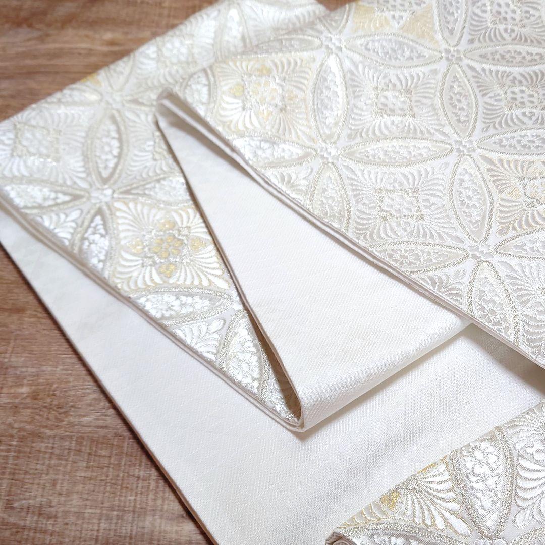 袋帯　七宝　白銀　金糸　銀糸　リーズナブル　祝い事　お仕立て込み