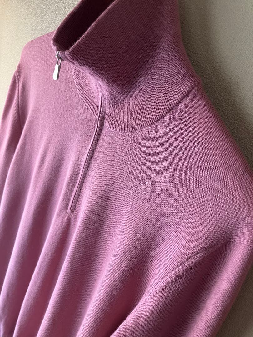 GRAN SASSO メリノウール 12G ハーフジップニット ピンク 52