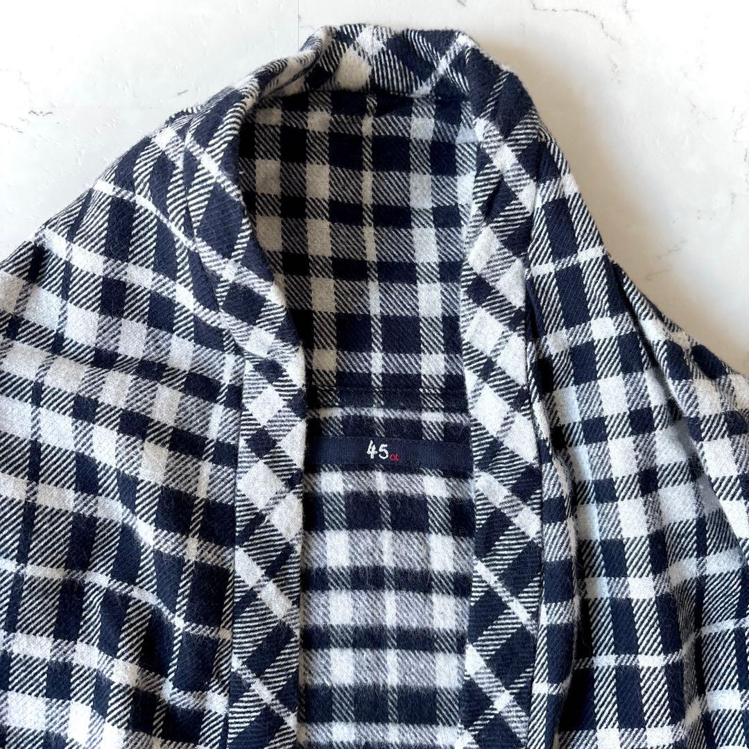 美品 45R インド製 コットンフランネルチェック シャツカーディガン 羽織り_
