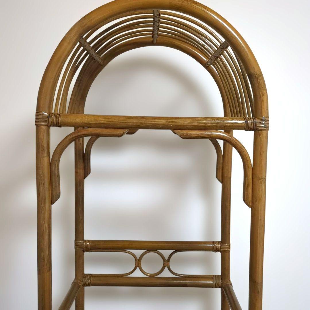 ラタン　籐　収納棚付き　アーチ型　ハンガーラック キャスター付き　レトロ