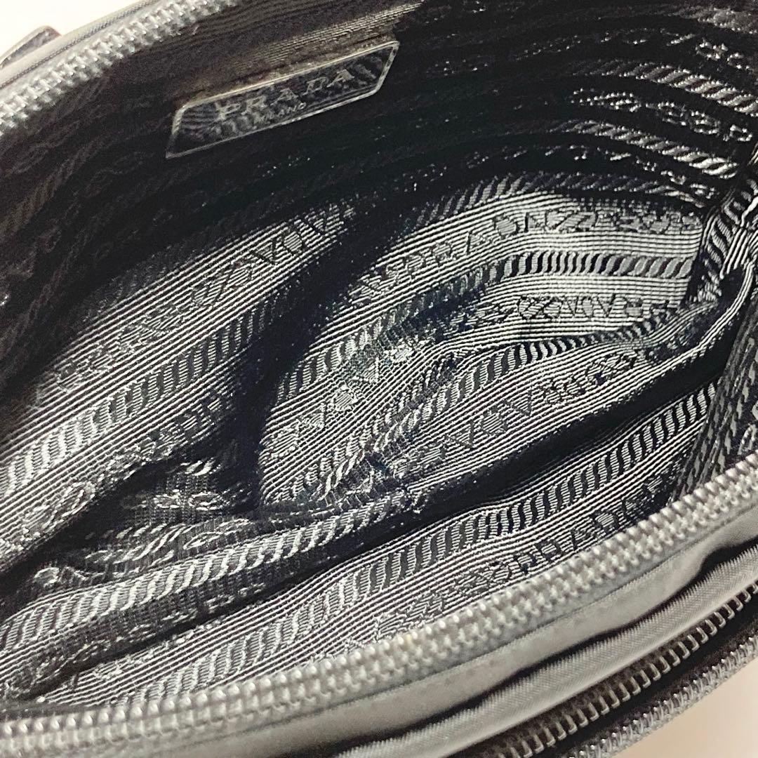 E9206 美品 プラダ PRADA ロゴプレート ウエストポーチ ナイロン