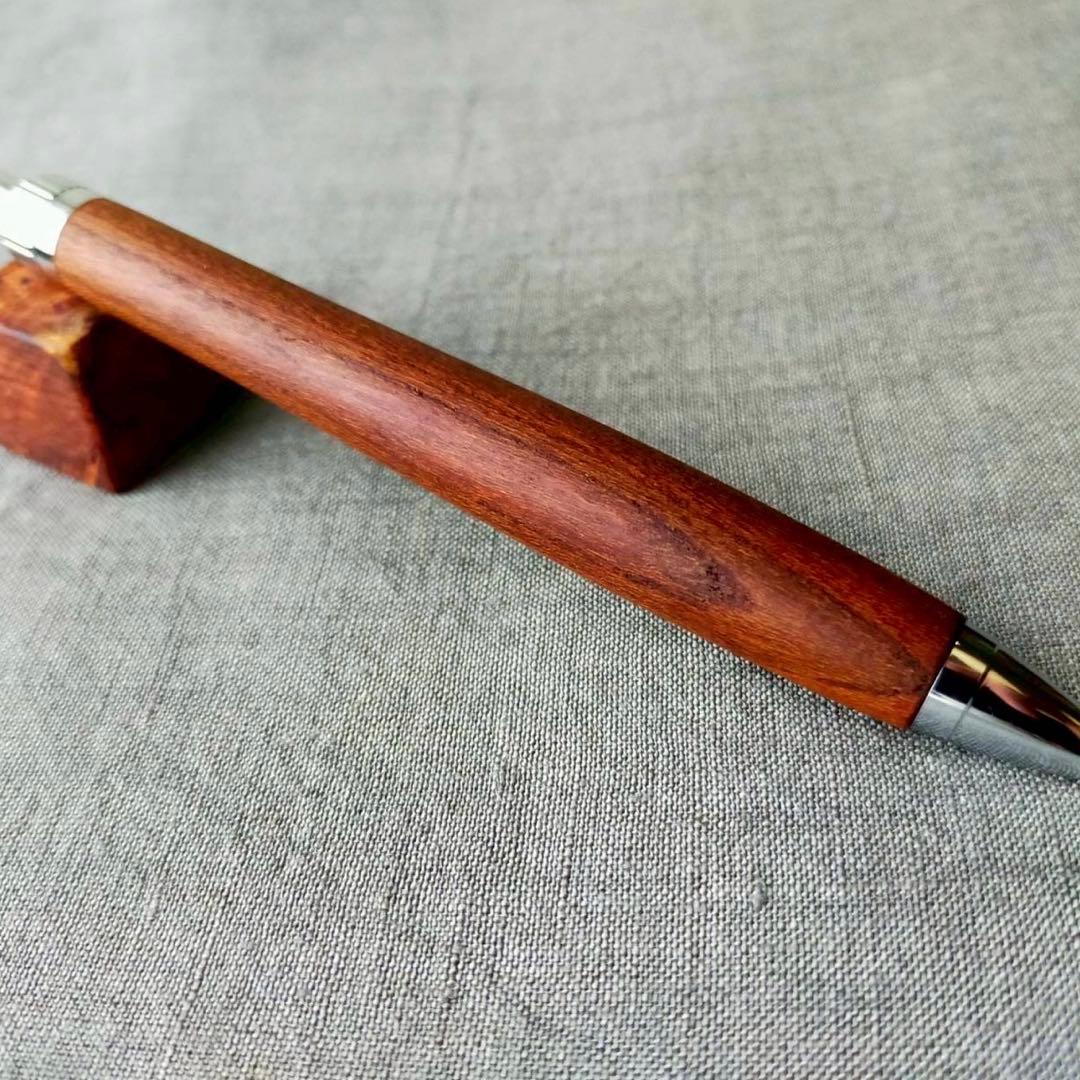 神代欅　鳥海山　ハンドメイド　木軸シャープペン　0.5mm　天然木　シルバー