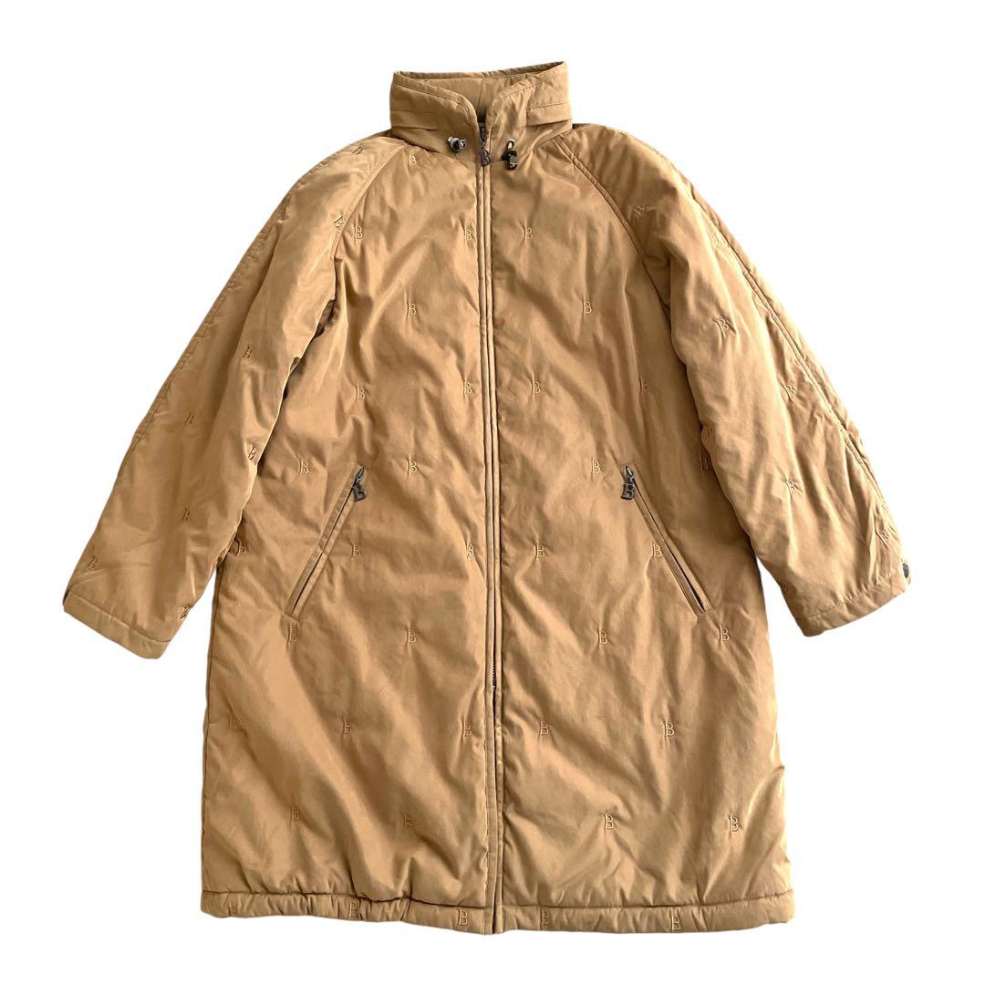 美品 90sヴィンテージ Burberry ロゴ総柄 中綿入り コート フード付