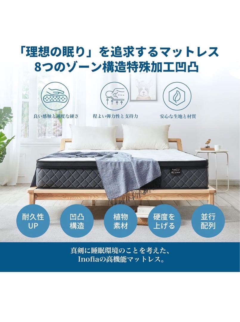 【3点セット】ダブルベッドフレーム+マットレス2枚