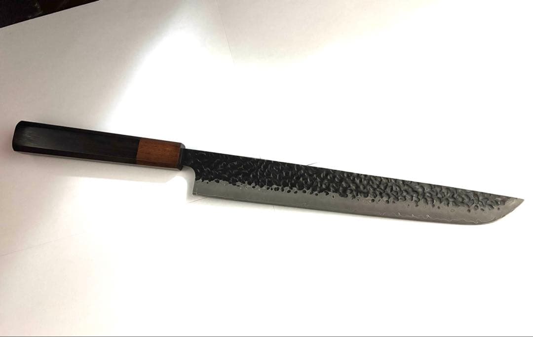 先丸柳刃 槌目 黒打鍛造 V 金10号 ダマスカス 67層 27cm ９寸 包丁