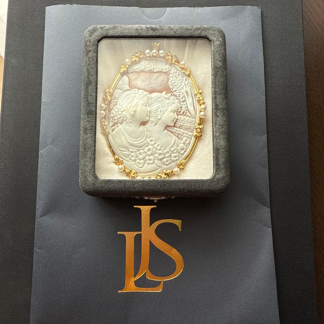 K18ゴールド 大型シェルカメオ兼用ブローチペンダント（鑑別書付き）