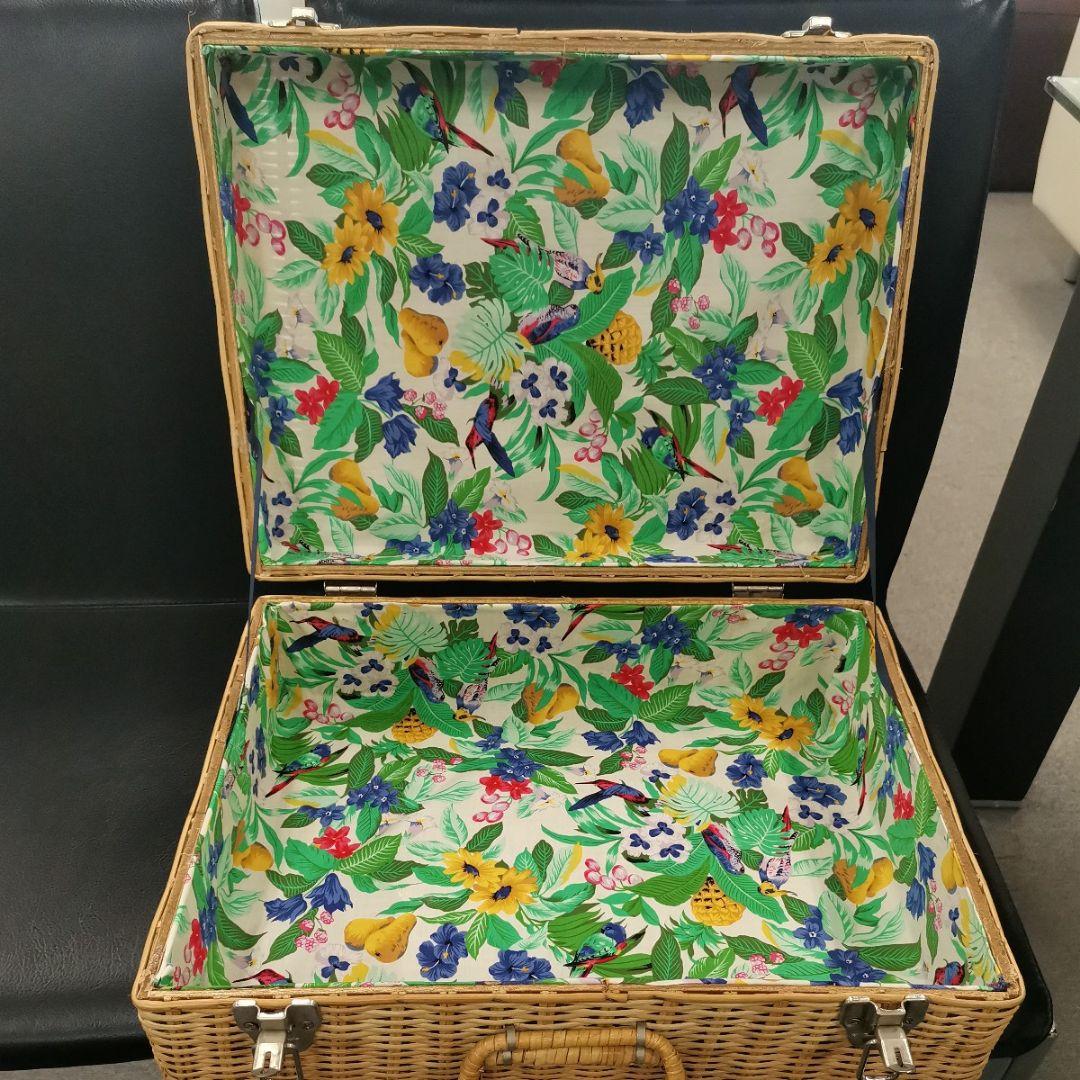 新品美品★籐・ラタン製★トランク風カバン★レトロ・アンティーク★希少品