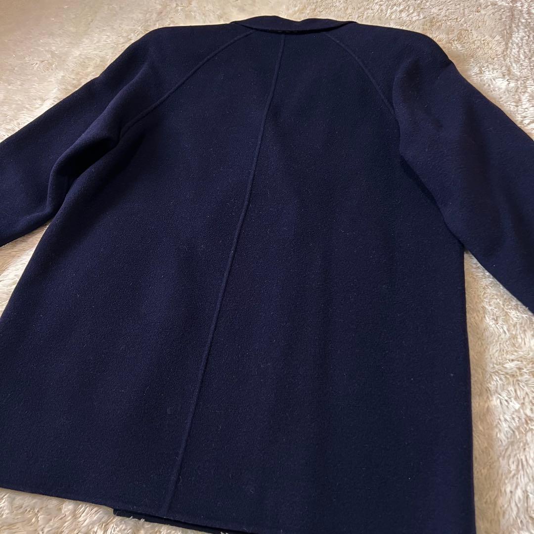 バーバリー カシミヤ混 チェスターコート ネイビー ダブル 9号