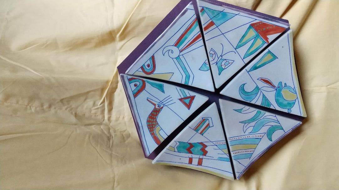 ◆１点もの◆三角皿６枚セット　六角形額仕立て