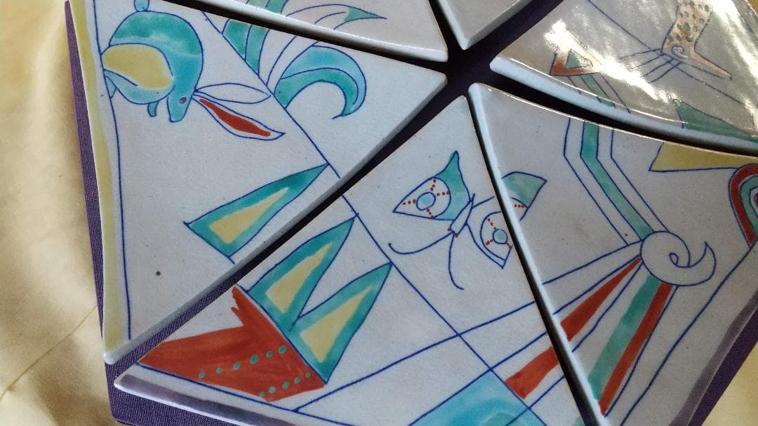 ◆１点もの◆三角皿６枚セット　六角形額仕立て