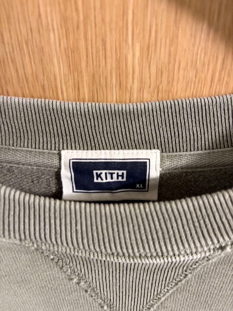 KITH カーキ ロゴ刺繍 スウェット XL