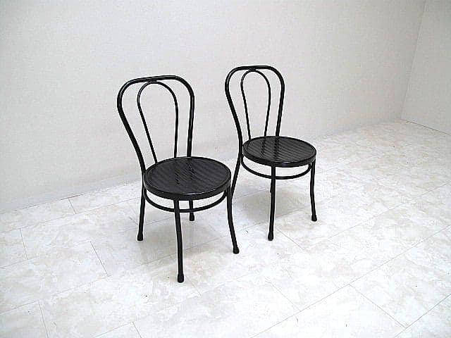 カサブランカ ベントスチールチェア 2脚セット ブラック 　 ダイニングチェア