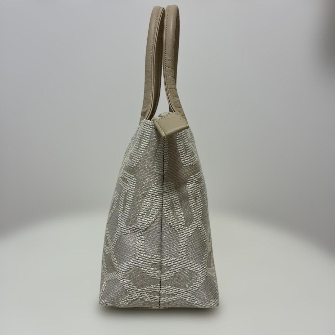 和装バッグ 利休バッグ パールベージュ 花柄