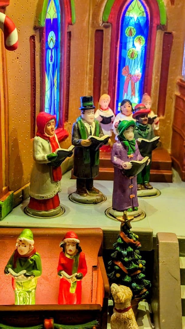 Xマス lemax ミュージカル・ホール　合唱つき　ライトハウス　ミニチュア